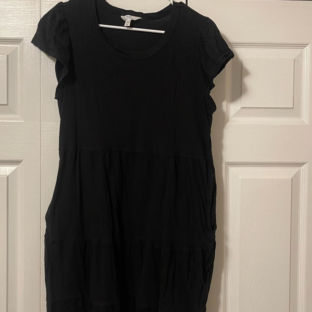Time and Tru Black Flutter Sleeve Mini Sundress